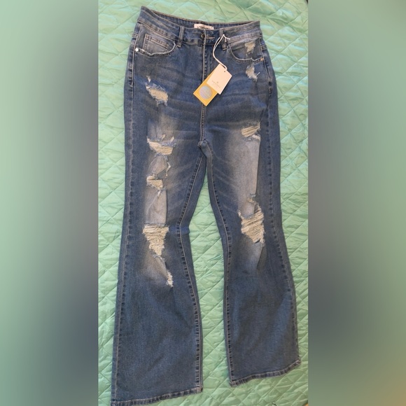 vipones Denim - VIPONES High Waisted Ripped Flare Jeans 4R NWT Back To School